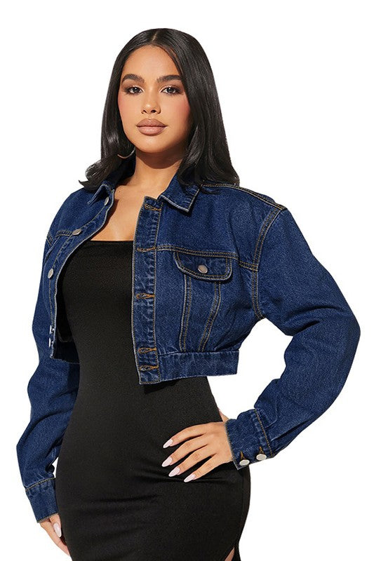 WOMEN FASHION DENIM CROP JACKET